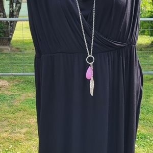Black Dress with Necklace and Earrings
